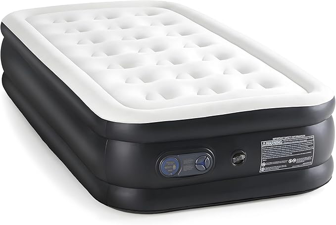 YSSOA Twin Camping Air Mattress with Built-in Electric High-Speed Pump 18 Bed Height Blow Up Inflatable Airbed with Carrying Bag Best for Home Guests &amp Travel Waterproof Foldable Portable