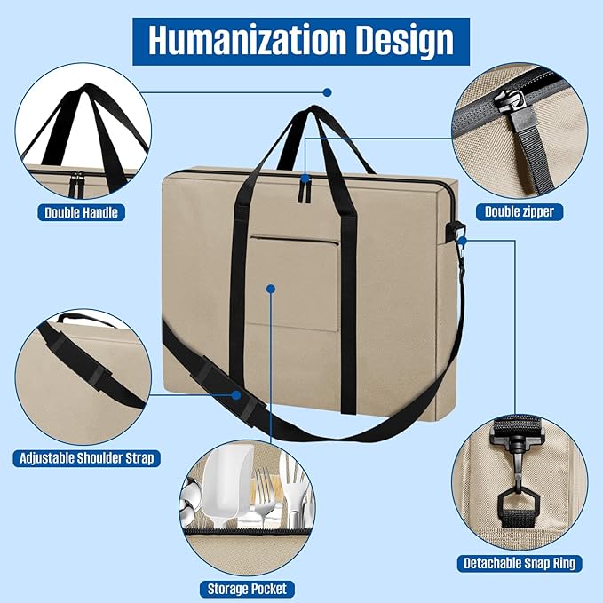 SIRUITON Folding Table Storage Bag Portable 600D WaterProof Carry Bag for Folding Picnic/Camp Tables with Reinforcing Plate &amp Shoulder Strap 36 D x 30 W x4.7 H Fits 6FT Folding Tables