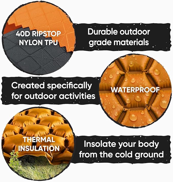 POWERLIX Ultralight Inflatable Camping Sleeping Pad - Camping Mattress for Backpacking Hiking Compact Lightweight Sleeping Mat for Camping Inflation Bag/Repair Kit Included