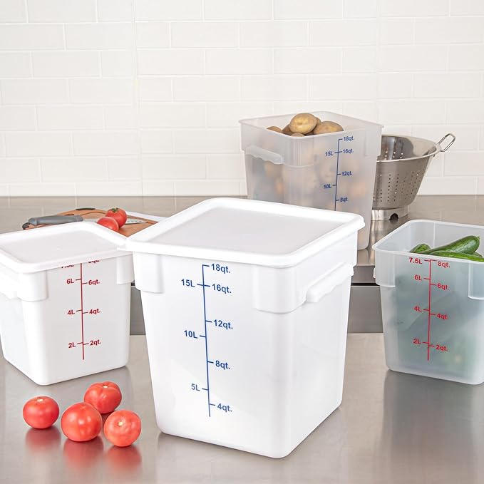 Restaurantware-LID ONLY: Met Lux Food Container Lid 1 Square Cover For Storage Container - Containers Sold Separately With Pull-Corner Tab White Plastic Dishwashable Freezable