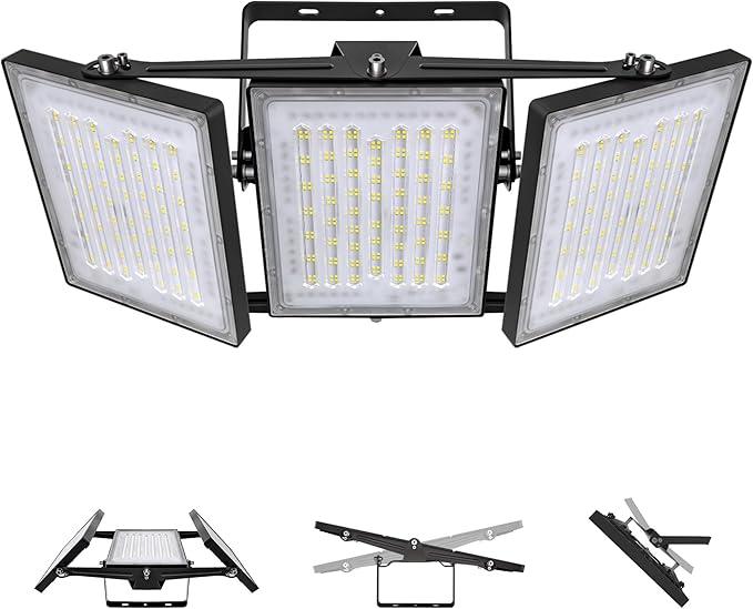 LED Flood Light Outdoor STASUN 480W 48000lm 6000K Daylight White IP66 Waterproof Commercial Parking Lot Light3 Heads for Yard Street Stadium House Floodlight Bright Security Lights for Outdoor Area