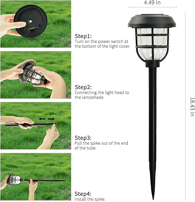 Solar Pathway Lights Outdoor 8 Pack Bright LED Stake Lights Waterproof IP65 Auto On Off Dusk to Dawn Long-Lasting Battery (1000mAh) Up to 12 Hours Lighting for Walkway Yard &amp Garden Decor