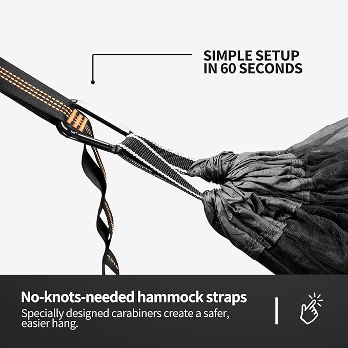 Hammock with Mosquito Net - Lightweight Portable 1 Person Hammock - for Camping Hiking Backpacking Travel a Festival or The Beach