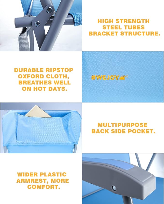 #WEJOY Portable Beach Chair Lightweight Foldable Camping Chair High Back Folding Chairs Outdoor Chairs with Shoulder Strap for Camping Hiking Picnic Fishing Support up to 300lbs