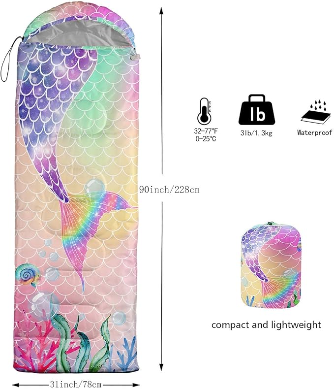 Kids Sleeping Bag for Boys Girls3D Basketball Print-Lightweight Warm Portable Outdoor Indoor-Waterproof Cold Weather Resistant Sleeping Bag for Camping Hiking