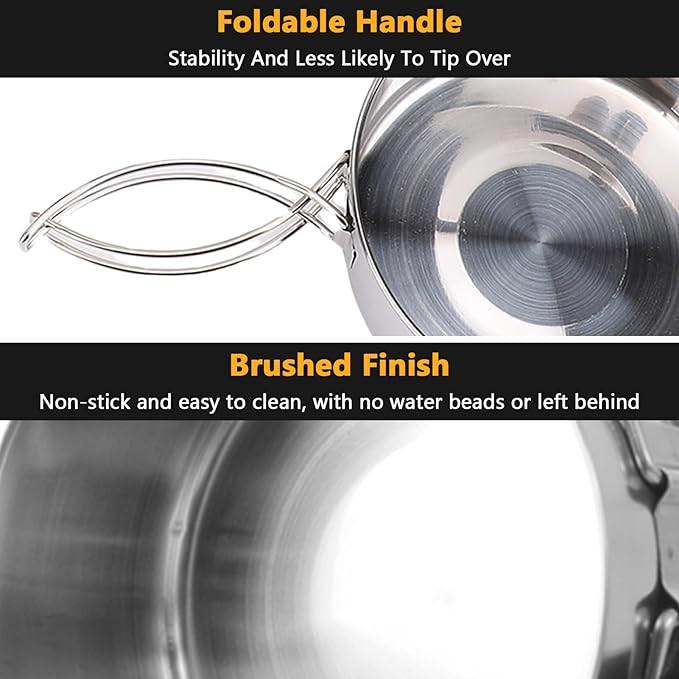 8PCS Stainless Steel Camping Cooking Set Cookware Mess Kit Cook Pots and Pan Set with Plates Cups Lightweight Camping Cookware for Hiking Backpacking Outdoor Cooking and Picnic