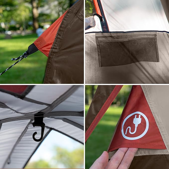 CAMPROS CP Camping Tent 10 Person Family Cabin Tent 2 Room Water Resistant Waterproof Tent with Top Rainfly 4 Large Mesh Windows Double Layer Easy Set Up Portable with Carry Bag 16ft x 9ft x72in