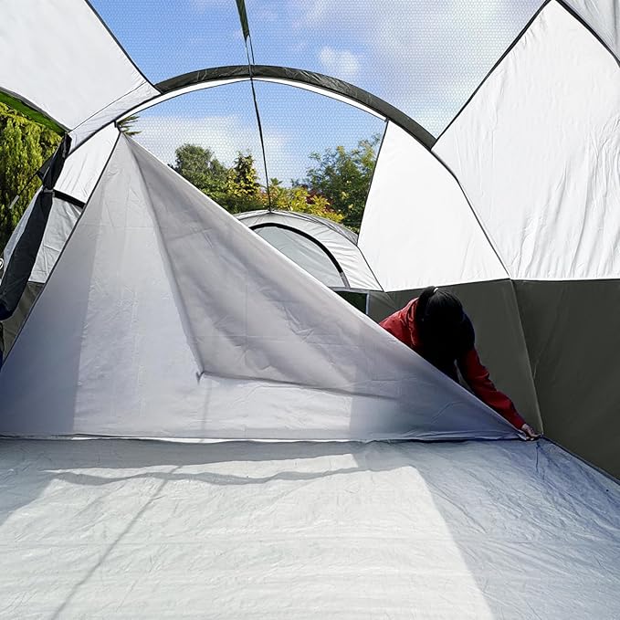 CAMPROS CP Tent 8 Person Camping Tents Weather Resistant Family Tent 5 Large Mesh Windows Double Layer Divided Curtain for Separated Room Portable with Carry Bag