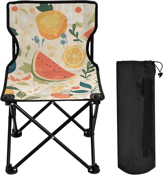 Lovely Fruits Portable Camping Chairs Folding Chair - Durable Oxford Fabric Lightweight Iron Frame Easy Fold Design - Ideal for Outdoor Activities Camping Fishing and Travel