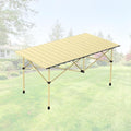 Portable Folding Camping Table Roll-Up Aluminum Table with Carry Bag Compact and Lightweight Design for Beach Travel and Outdoor Cooking Light Yellow 120×55×50cm/47×21×19.7in