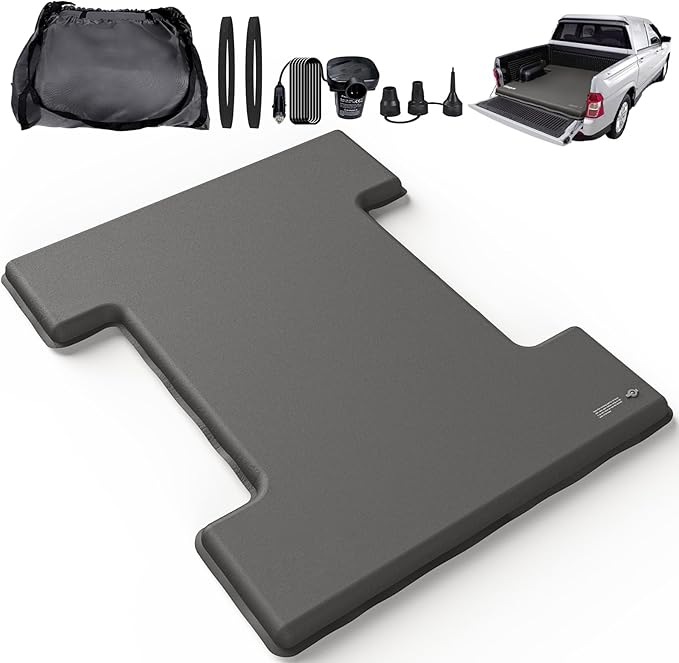 Truck Bed Mattress for 6.5-6.8Ft Self-Inflating Mat Full-Size Short Trucks Bed for Outdoor Camping Pickup Tent Accessories 12V Air Pump Carry Bag for Silverado RAM F Series Sierra Titan