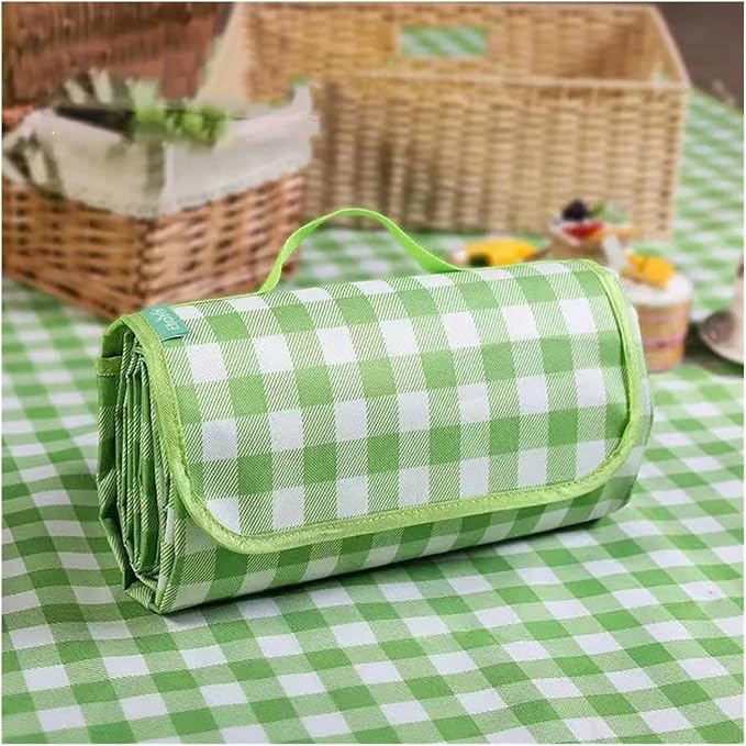 Waterproof Beach Mat - Portable Lightweight Folding Mattress for Outdoor Camping &amp Picnics(Red Grid150-200cm)