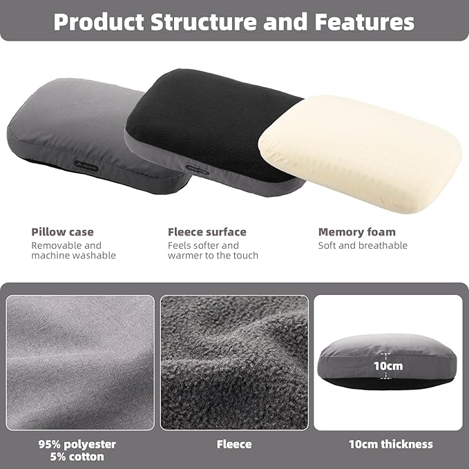 BISINNA Camping Memory Foam Pillow Ultralight Travel Pillow Backpacking Pillow with Removable Cover Ergonomic Neck Lumbar Support for Outdoor Camp Sport Hiking Backpacking Sleep (Gray)
