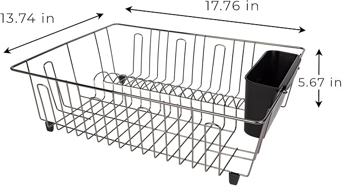 Large Wire Dish Rack Black/Chrome - 17.5 x 13.7 x 5.5