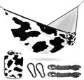 Outdoor Camping Hammock Cow Print Pattern Double Single Hammocks with 2 Tree Straps Lightweight Portable Heavy Duty Nylon Hammocks for Backpacking Travel Beach Backyard Patio Hiking