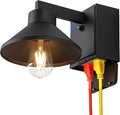 Dusk to Dawn Outdoor Barn Light Fixture with GFCI Outlet Powder-coated Black Waterproof Exterior Wall Light Sconce Photocell Sensor Porch Light Wall Mount with OutletModern Farmhouse Outside Lights