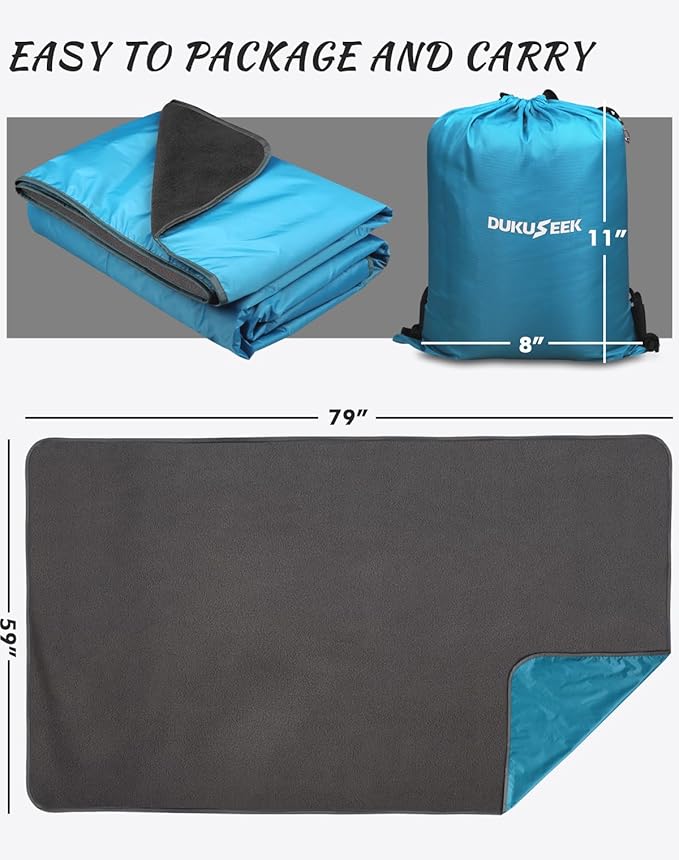 Outdoor Waterproof Camping Blanket - Hooded Fleece Windproof Blanket for Stadium Sporting Events Concert Picnic Car Boat - Packable Camp Blanket for Cold Weather Camping Gear Must Haves…