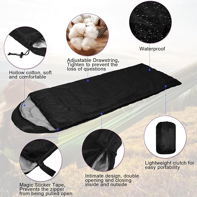 Tudomro 16 Pack Bulk Sleeping Bags for Adults Lightweight Waterproof Camping Sleeping Bags with Compression Sack for Camping Backpacking Hiking Travel Emergency Use