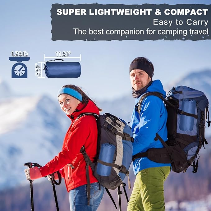 MEETPEAK Sleeping Pad Extra Thickness Inflatable Camping Sleeping Mat with Pillow Built-in Foot Press Compact Ultralight Camping Air Mattress for Backpacking Hiking Tent