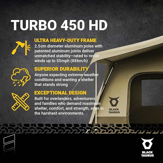 Turbo Heavy-Duty Camping Tent – Quick-Setup 4-Season Family Tent with Waterproof 150D Shell &amp Instant Frame – Choose Capacity (HD 300/HD 450) &amp Color