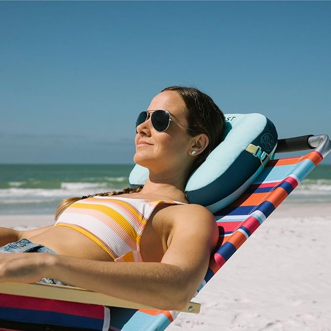 Ballast Beach Pillow – Comfy Durable &amp Compact Stays Put on Windy Beaches with Patented Sand Pouch Inflatable Pillow for Beaches Pools Camping Festivals and Travel (Tropical Floral)