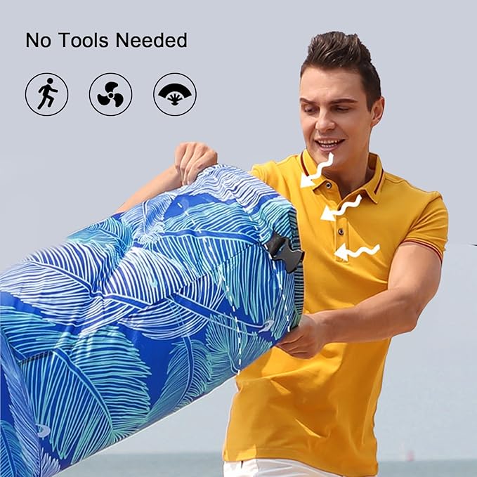 Inflatable Couch Air Lounger for Adults Ultralight Portable Blow up Couch Air Sofa Inflatable Beach Lounger Bed for Camping Hiking Festival Backyard Lawn No Pump Required