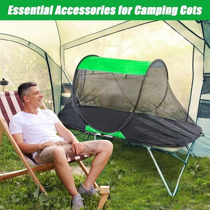 1 Person Pop-up Mosquito Tent for Camping - Breathable &amp Fine Mesh Camping Bug Screen Net with Carry Bag 7.5ft Instant Portable Screen Tent for Adults Men Women Summer Hiking