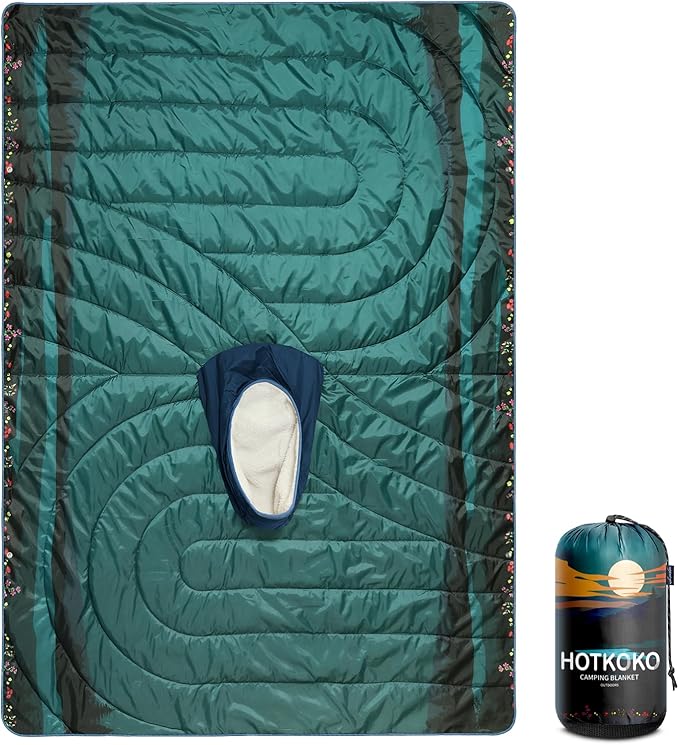 Camping Blanket Poncho Wearable Hoodie Blankets Outdoor Waterproof Windproof Warm Durable &amp Portable for Stadium Concerts CarTravel Beach Picnic Grass75 * 52 inch