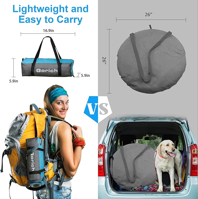 Gorich Beach Tent Sun Shelter with 2 Doors for 4 People &amp A Set of Extra Beach Tent Poles for Replacement (4 People SkyBlue)