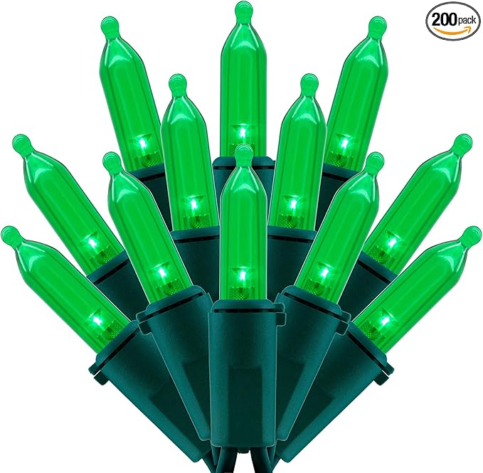 200 Count Green LED Christmas Lights 66 ft Green Wire UL Certified Commercial Grade Holiday String Light Set (Green)