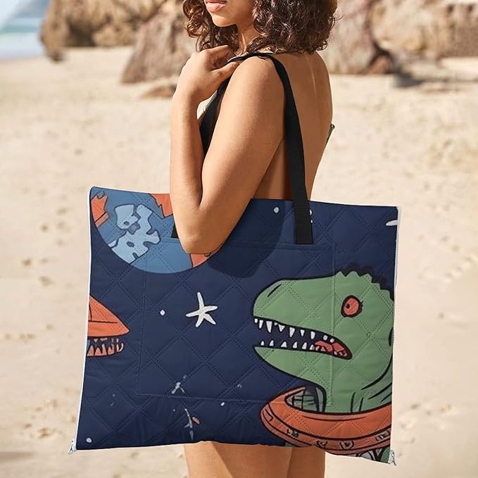 Zipper Funny Astronaut Dinosaur Rocket Style Picnic Mat Suitable for Travel Camping Park Or Home Use