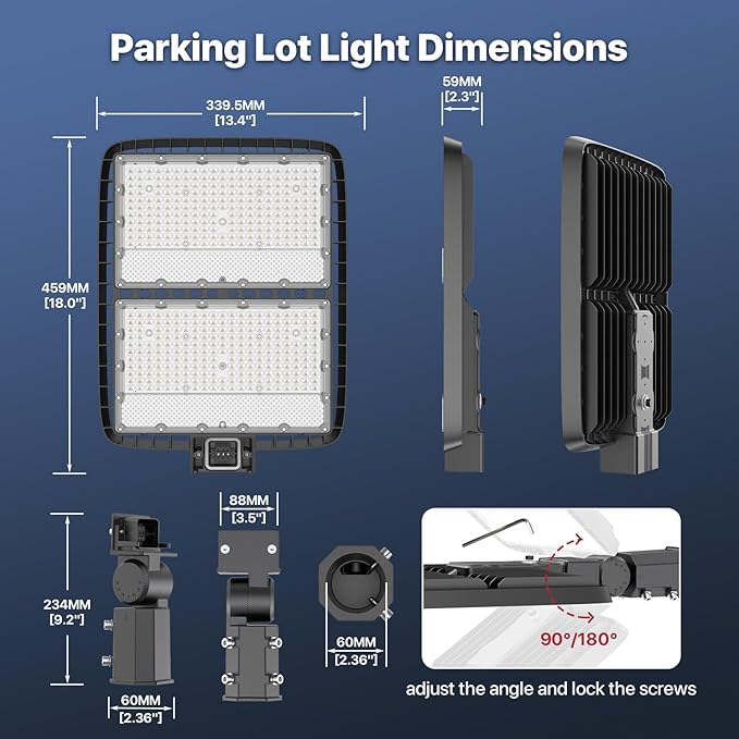400W LED Parking Lot Light Commercial Ourdoor Light with Dusk to Dawn Photocell 630 LEDs 5000K Daylight IP65 Waterproof Adjustable Slip Fitter Mount AC 120V Shop Lighting for Stadiums 2Pack