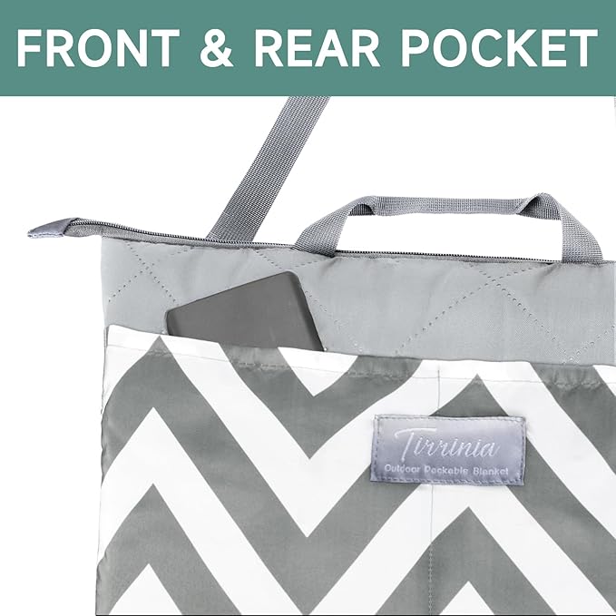 Solaris Waterproof Picnic Blanket Lightweight 50” x 60” Foldable Sandproof Beach Blanket with Large Pocket Portable Outdoor Camping Blanket Great Couples Gift Ideas Gray Wavy