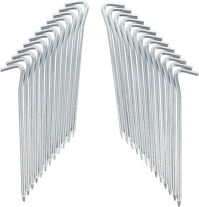 Angoily 25pcs Metal Tent Pegs Galvanized Iron Camping Stakes Outdoor Tent Nails for Ground Fixing Awning Rope Anchors Sturdy Garden Spike for Hiking and Shelter