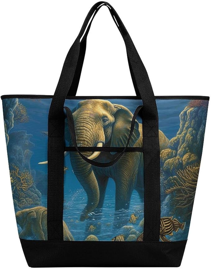 Insulated Shopping BagLarge Reusable Cooler Bags Cute Animal2 Printed Foldable Shopping BagTravel Waterproof Shoulder Bag