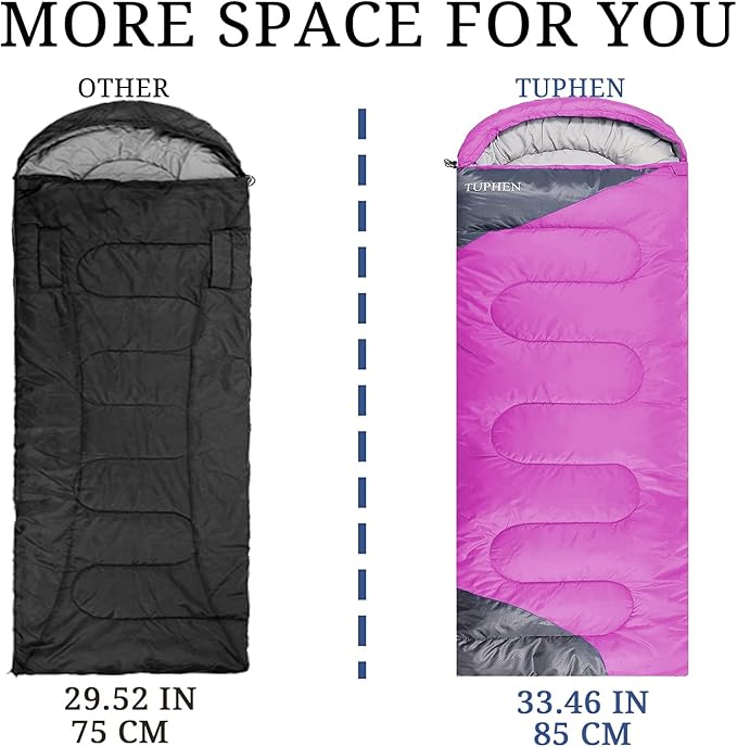 tuphen- Sleeping Bags for Adults Kids Boys Girls Backpacking Hiking Camping Microfiber Liner Cold Warm Weather 4 Seasons Indoor Outdoor Use Lightweight &amp Waterproof