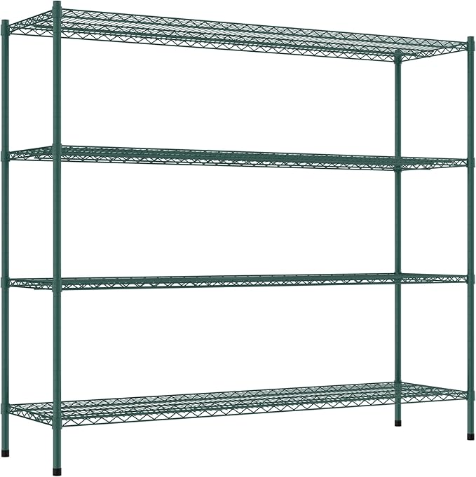 Commercial NSF Listed Green Epoxy Stationary Wire Shelving Kit 21 x 72 x 64 with 4 Shelves Perfect for Warehouse Walk-in Refrigerator Freezer Grocery Store Restaurant Dishroom