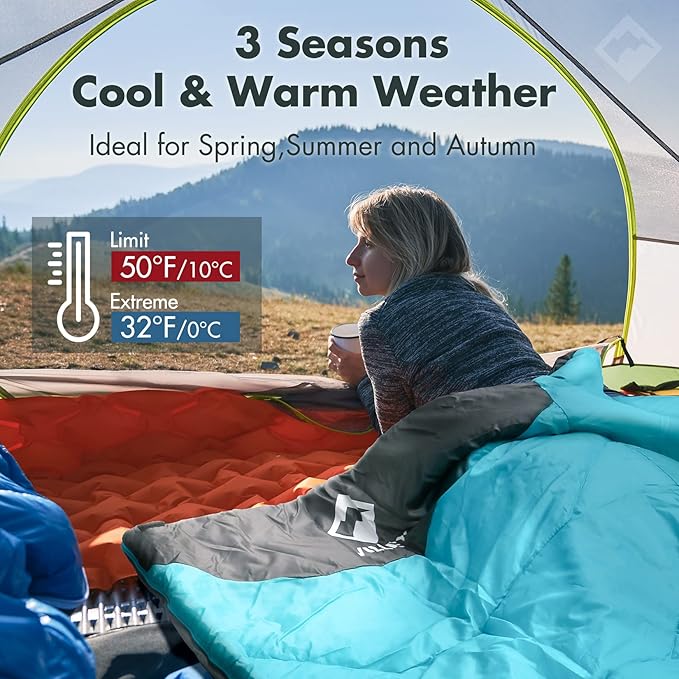 VILLEY Camping Sleeping Bag for Adults Boys and Girls Lightweight Compact Backpacking Sleeping Bag for Outdoor Traveling Hiking