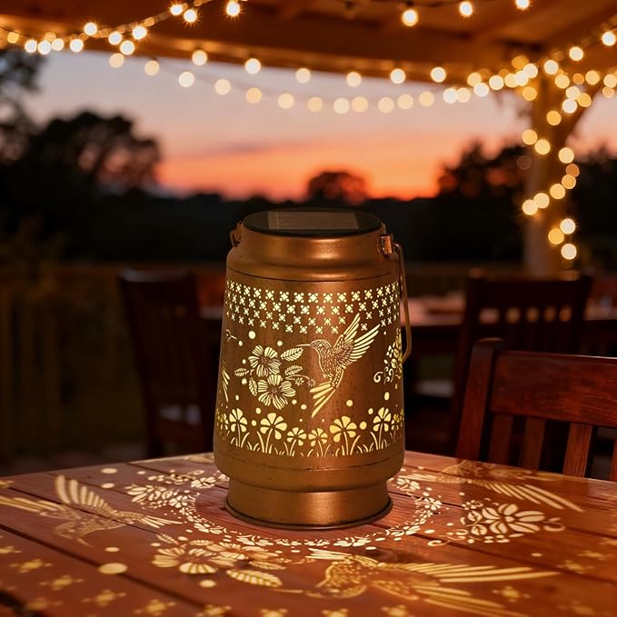 Hummingbird Solar Lanterns Outdoor Waterproof - Birthday Gifts for Women Mom Grandma Mothers Day Gifts Hanging Solar Lights for Yard Patio Porch Garden Decor