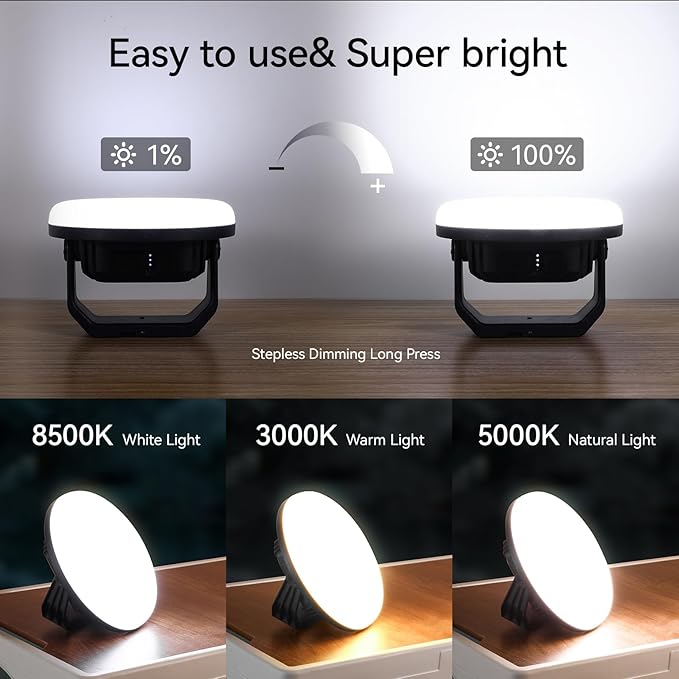 VAVOFO 2Pcs 7200mAh 3000LM LED Camping Lantern Rechargeable 3 Lighting Modes Portable Tent Light with Magnet IP65 Waterproof Hanging Light for Emergencies Power Outages Hurricane（2Pcs）