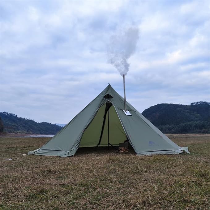 Tipi Hot Tent with Fire Retardant Stove Jack for Flue Pipes 5~8 Person Teepee Tents for Family Team Outdoor Backpacking Camping Hiking
