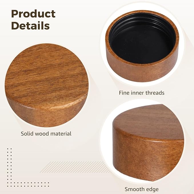 40 Pcs Wood Jar Lids 1.61 Inches Inner Diameter Jar Lids Reusable Can Wooden Lids Nice Sealing Kitchen Jars Airtight Spice Jars Lids for 4 Oz and 8 Oz Spice Jars