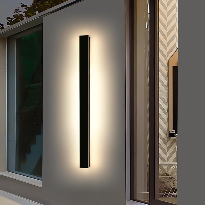 Modern Outdoor Wall Light Fixture 57inch Long Linear LED Sconces 3 Color 3000K/4500K/6000K IP65 Waterproof 50W White Acrylic Exterior Wall Mount Lighting for House Patio Garage