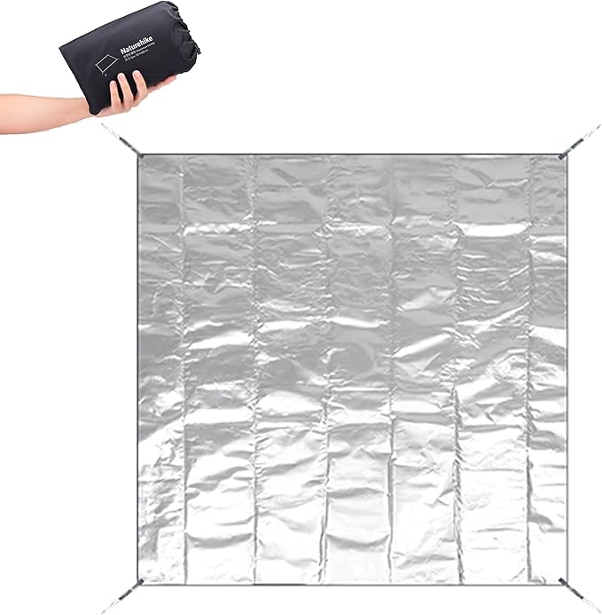 Naturehike Aluminum Foil Foldable Picnic Blanket Ultralight Ground Sheet Mat Waterproof Camping Tarp Sleeping Pad for Outdoor PicnicCampingBeaches Storage Bag Included (78.74×78.74)