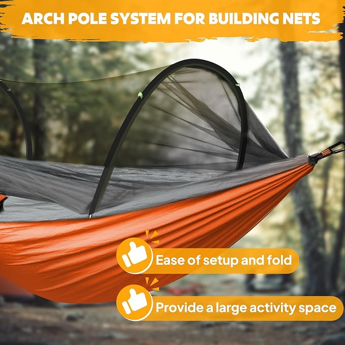 Chihee Ultra-Light Travel Camping Hammock Pop-up Net Hammock 660lbs Load CapacityBreathableQuick-Drying Parachute Nylon 2 Premium Carabiners2 Tree Slings Included for Outdoor Backpacking Hiking
