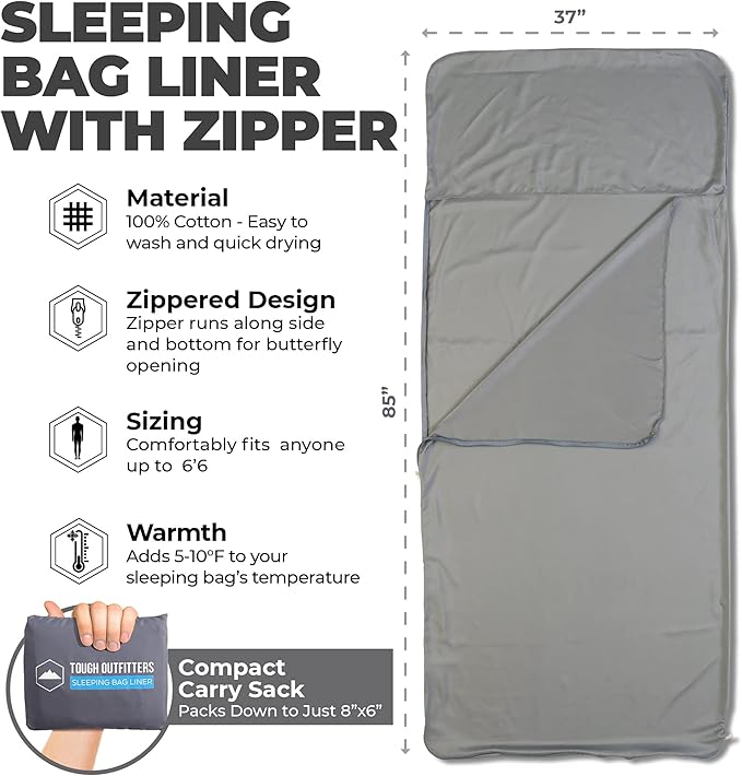 Sleeping Bag Liner - Adult Sleep Sack &amp Travel Sheets for Hotel - Travel Sleep Sack Camping Sleeping Bag Liners for Cold Weather