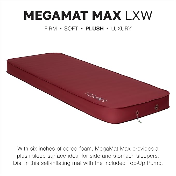 Exped MegaMat Max Long X-Wide - Self Inflating Plush Sleeping Mat 6” Foam Pad Pump Included