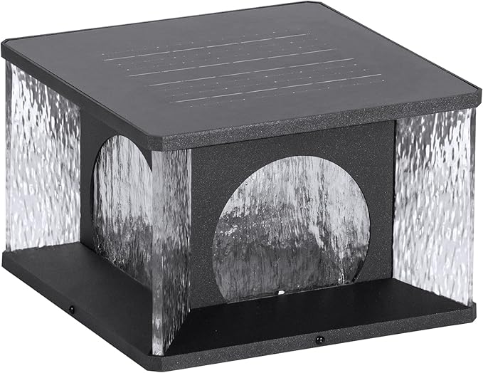 Large Solar Post Lights Outdoor 11.8 Glass Column Lights Outside Post Lights Solar Powered Modern Pillar Light Waterproof Dusk to Dawn Lantern Column Lamp for Patio Gate Driveway Pathway