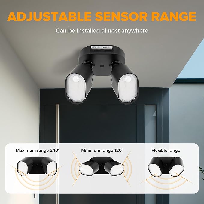 LUTEC 35W 4000LM LED FloodLights with 2 Sensors Motion Sensor Outdoor Lights 5000K Dusk to Dawn IP65 Waterproof 240 Wide Angle Motion Outdoor for Garage Patio Yard(2 Pack)