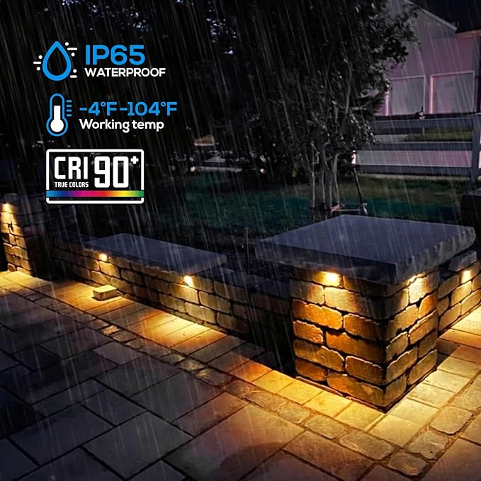 LEONLITE 4 Inch LED Hardscape Lighting Update Retaining Wall Lights LED Landscape Lighting 12-24V AC/DC Paver Light Low Voltage 1W/2W/3W Dimmable Outdoor Step Lights 2700K Soft White ETL 4 Pack
